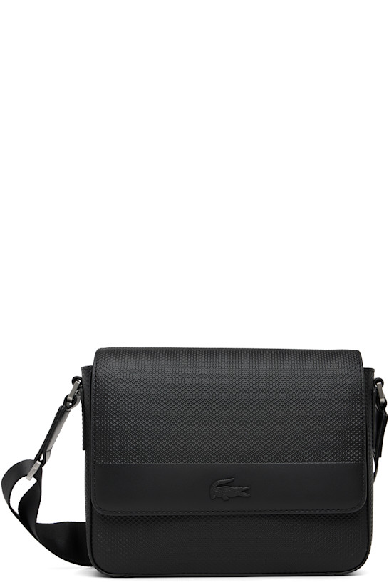 Lacoste Black Chantaco Leather Messenger Bag