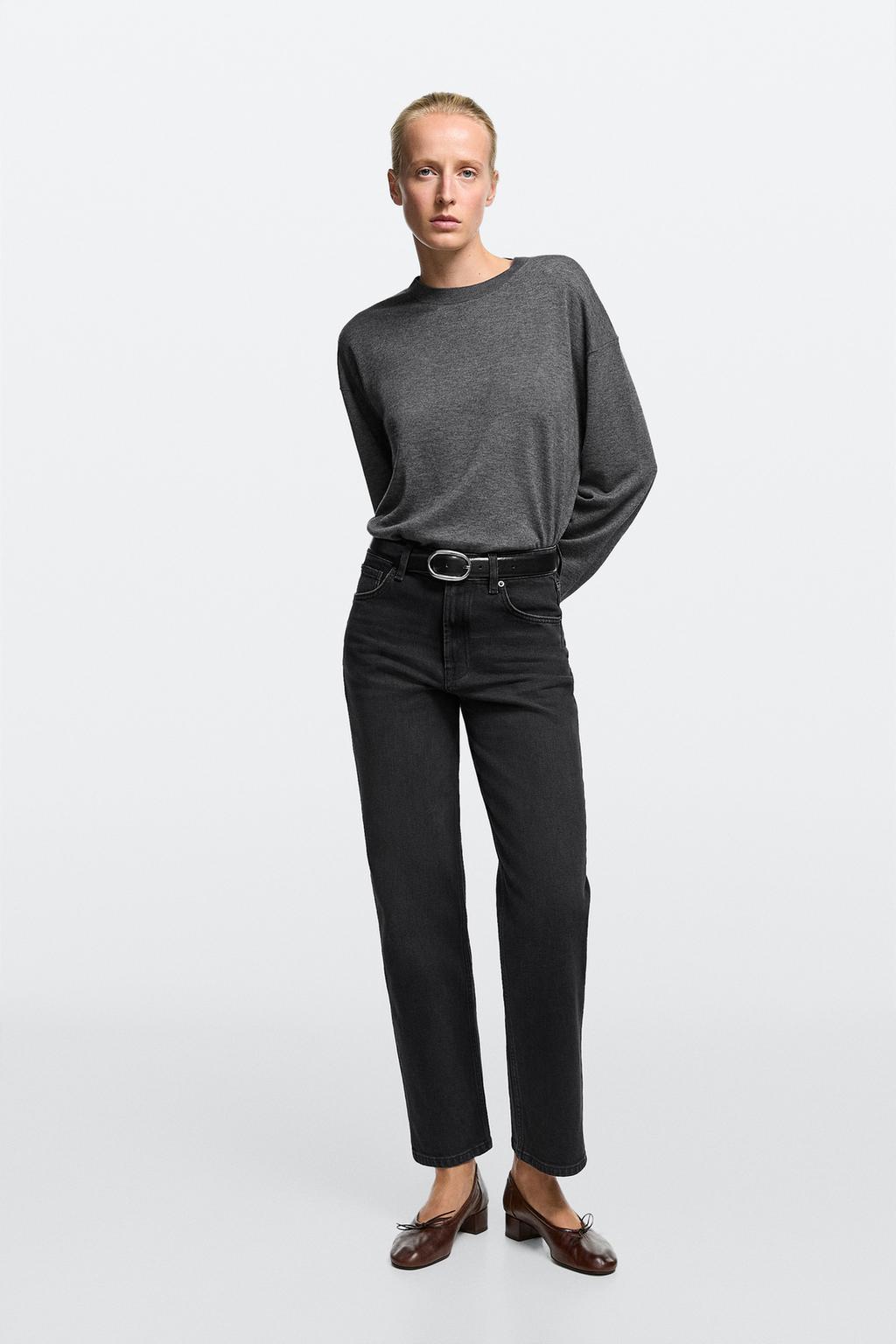 High-waist cropped straight-leg jeans