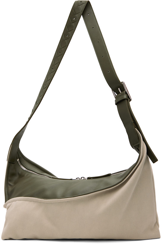Bottega Veneta Off-White & Green Small Zigzag Bag