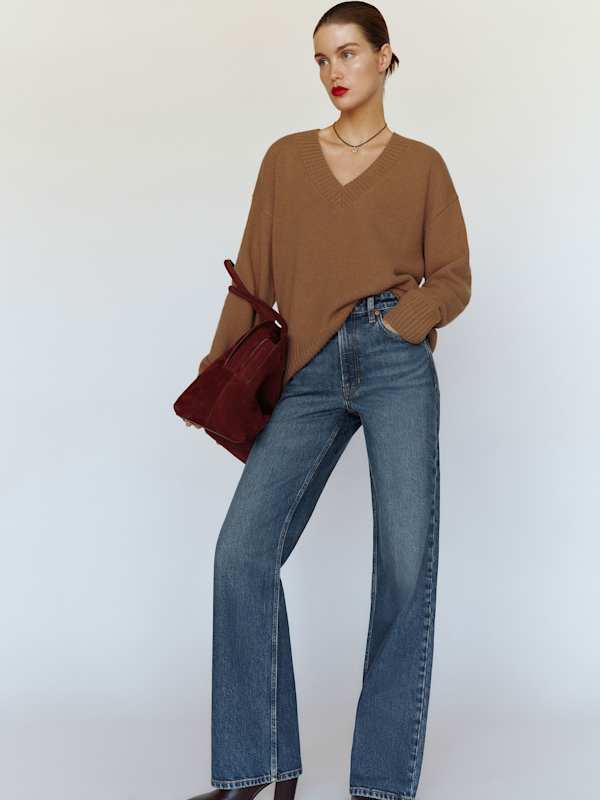 Hunter Stretch Mid Rise Wide Leg Jeans