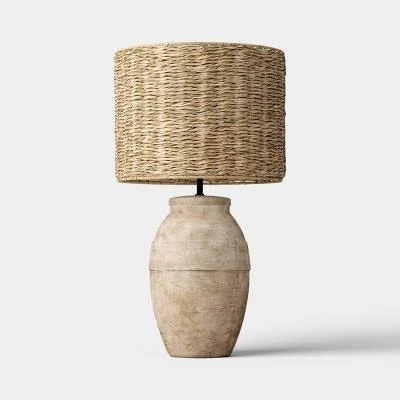 Threshold 24"x13" Large Ceramic Table Lamp with Woven Shade