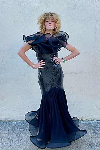 Vintage Lillie Rubin Black Sequin Mermaid Gown Selected by The Curatorial Dept.