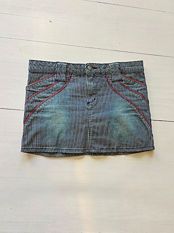 Vintage Low Waisted Denim Hickory Striped Mini Selected by Atlantic Vintage