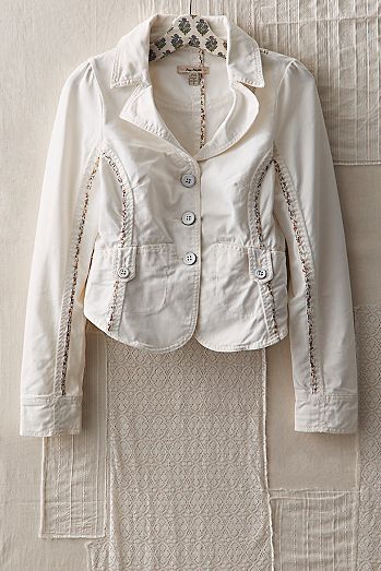 FP MART: Vintage: The Originals Denim Jacket With Floral Piping