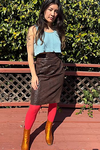 1980s Escada Snakeskin Print Suede Skirt Selected by Personal Choice