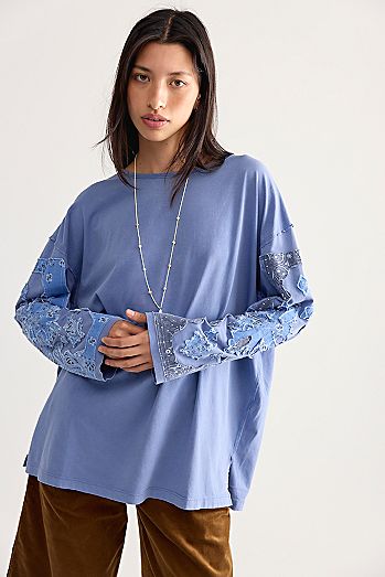 Tricia Fix Bando Applique Long Sleeve Top