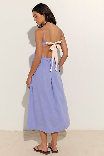Sandshell Linen Halo Babydoll Midi Dress