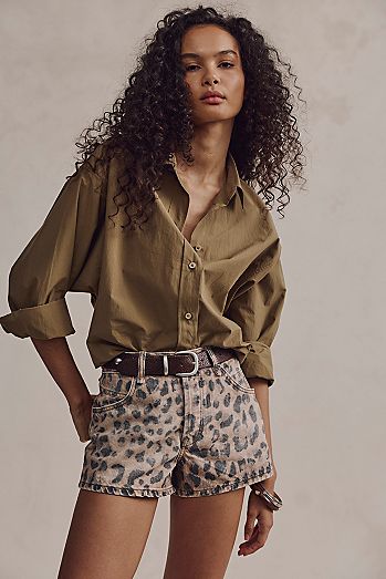 We The Free Now Or Never Printed Denim Shorts