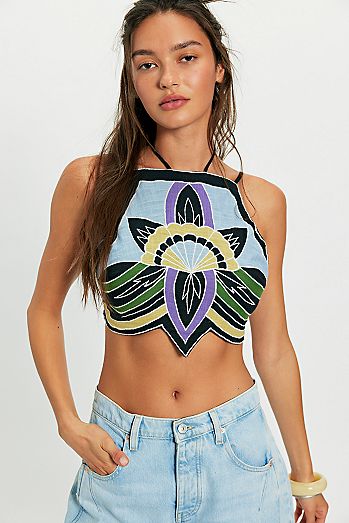 Lotus Applique Halter Top